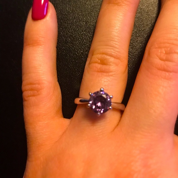 Silver Ring with Purple and Green Stone - Picture 1 of 2